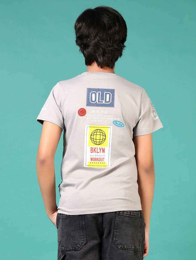 boys grey printed short sleeve regular fit t-shirt - 21712047 -  Standard Image - 3