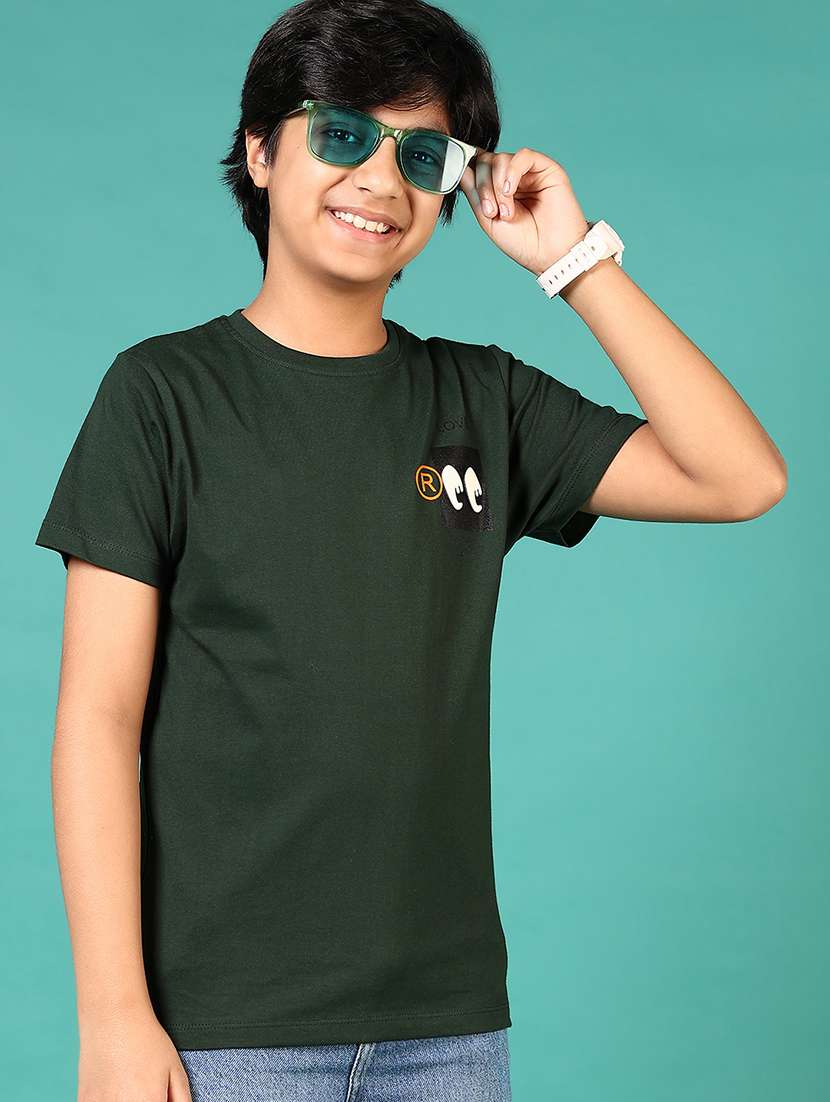 boys front & back printed round neck t-shirt