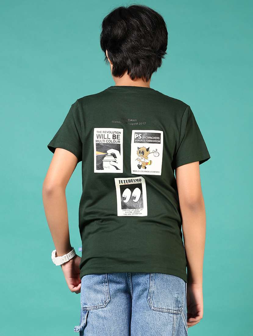 boys front & back printed round neck t-shirt - 21712048 -  Standard Image - 3