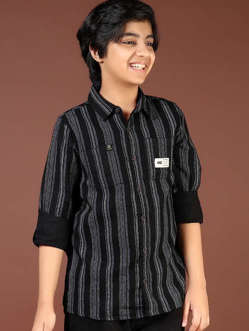 boys striped collared casual shirt - 21712051 -  Standard Image - 0