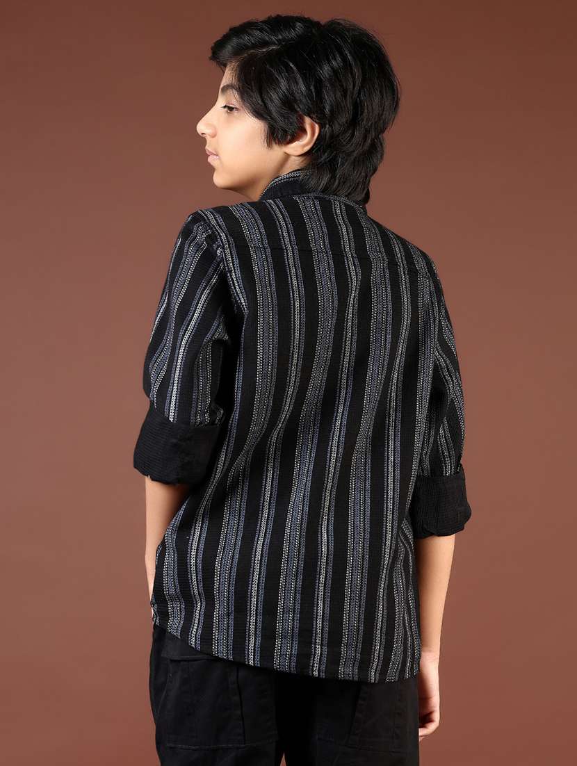 boys striped collared casual shirt - 21712051 -  Standard Image - 3