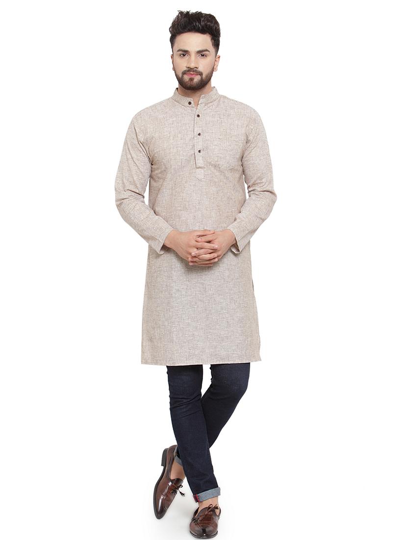 men mandarin neck solid long kurta - 21712084 - Zoom Image - 0