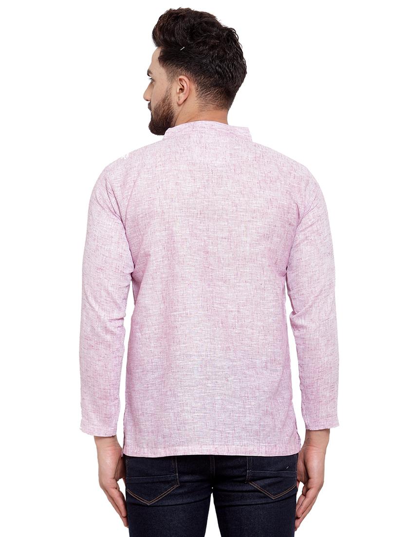 men mandarin neck solid short kurta - 21712087 - Standard Image - 3