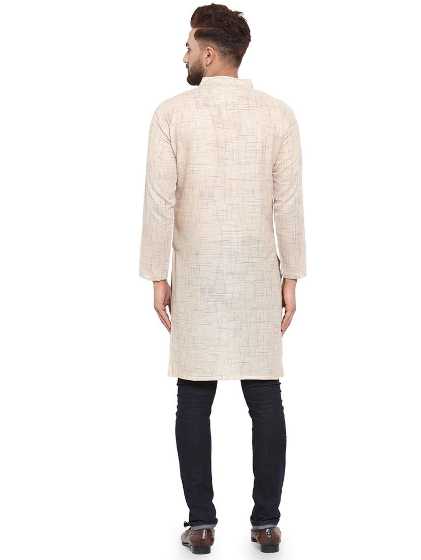 men mandarin neck solid long kurta - 21712092 - Standard Image - 3