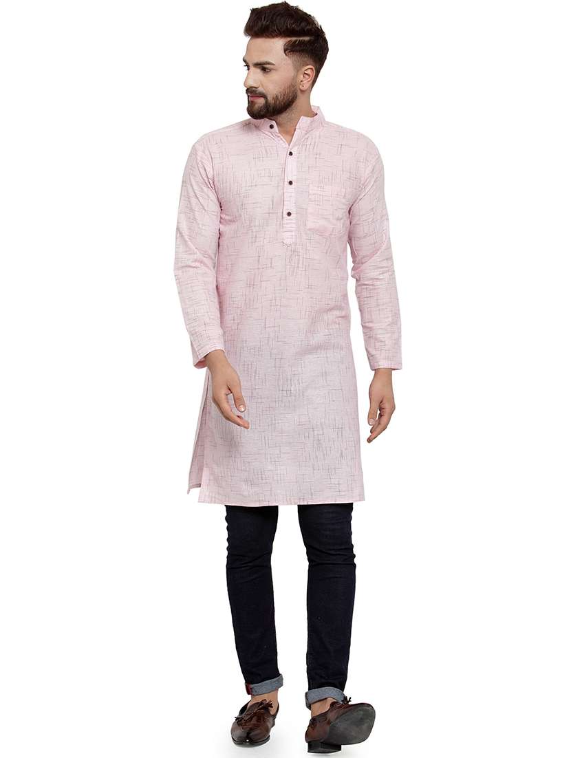men mandarin neck solid long kurta - 21712094 - Zoom Image - 0