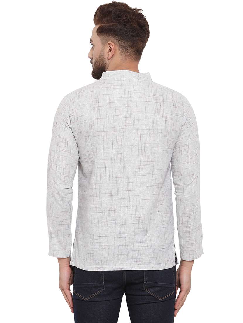 men mandarin neck solid short kurta - 21712099 -  Standard Image - 3