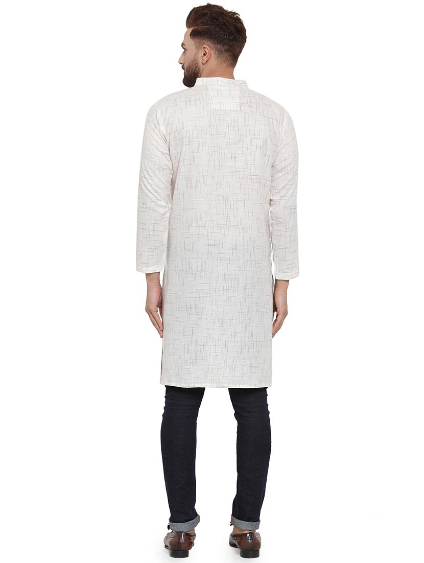 men mandarin neck solid long kurta - 21712100 - Standard Image - 3