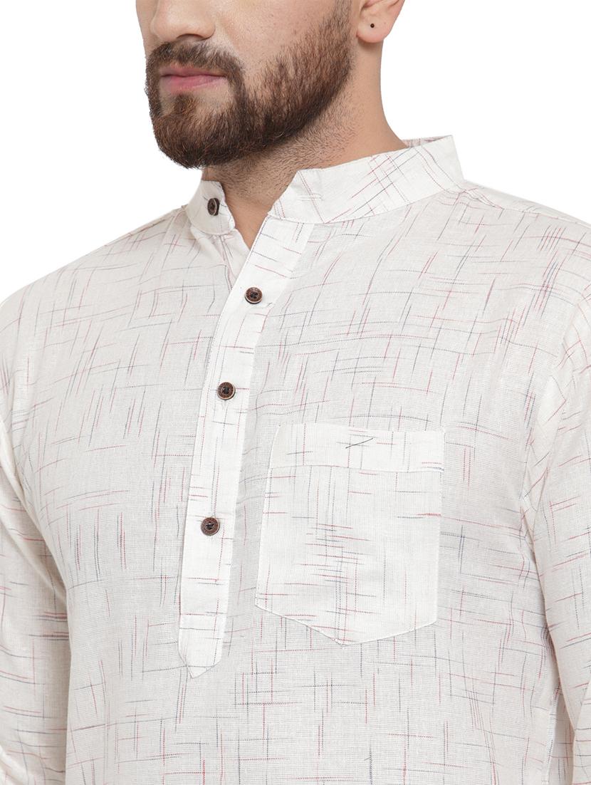 men mandarin neck solid long kurta - 21712100 - Standard Image - 5