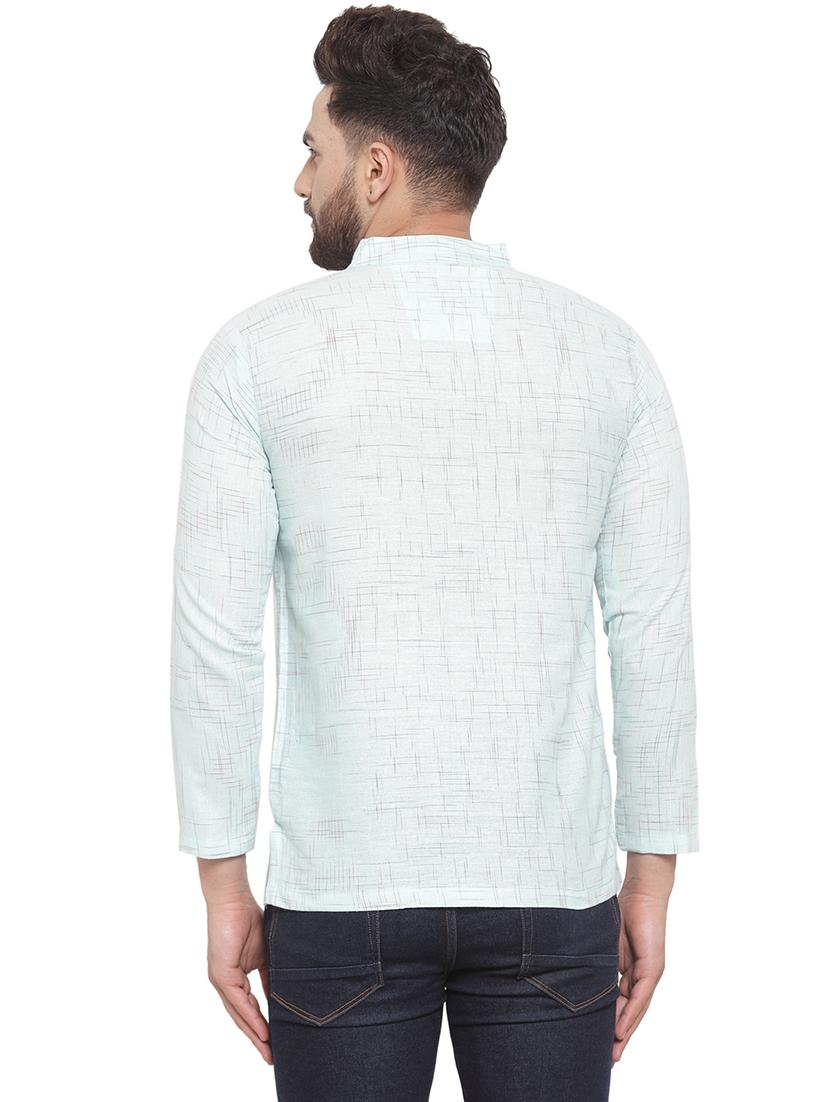 men mandarin neck solid short kurta - 21712103 - Standard Image - 3