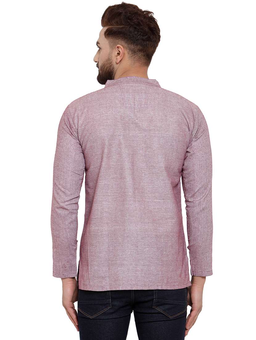 men mandarin neck solid short kurta - 21712105 -  Standard Image - 3