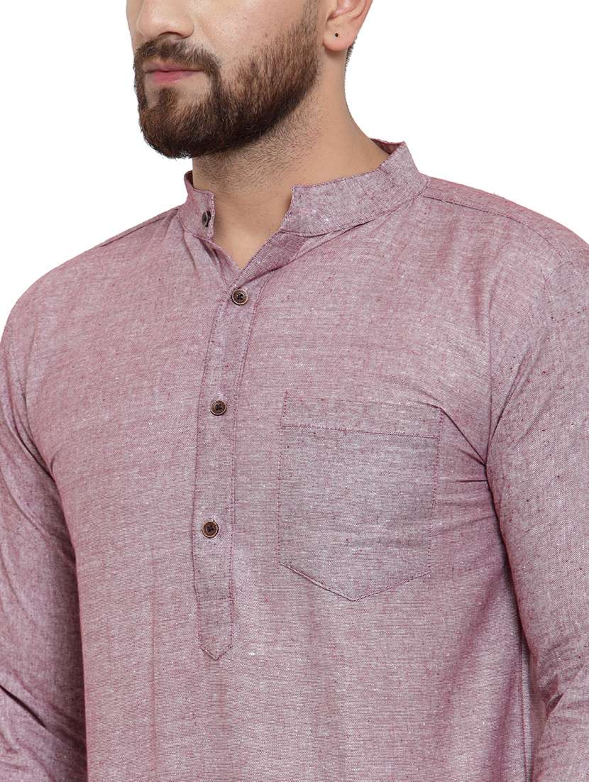 men mandarin neck solid short kurta - 21712105 -  Standard Image - 5
