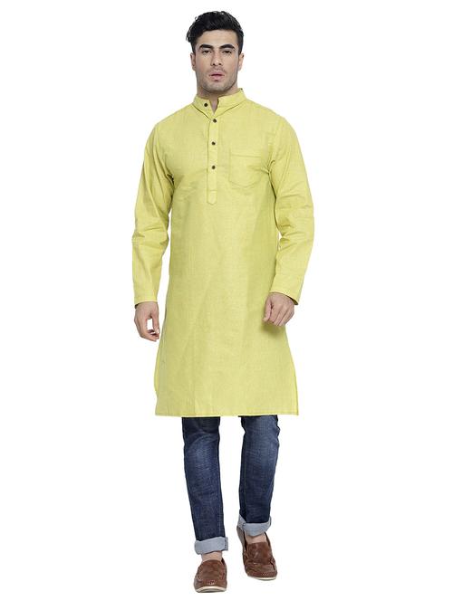 men mandarin neck solid long kurta - 21712110 - Standard Image - 0