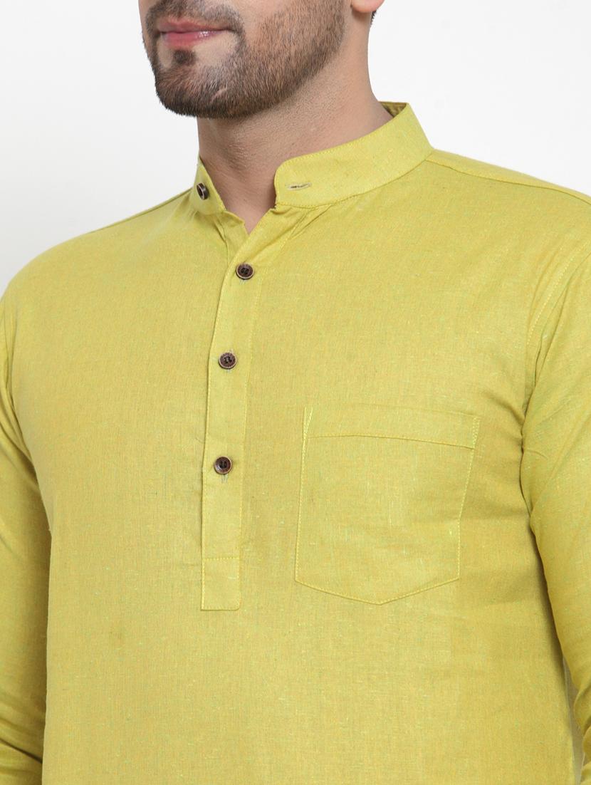 men mandarin neck solid short kurta - 21712111 - Standard Image - 5