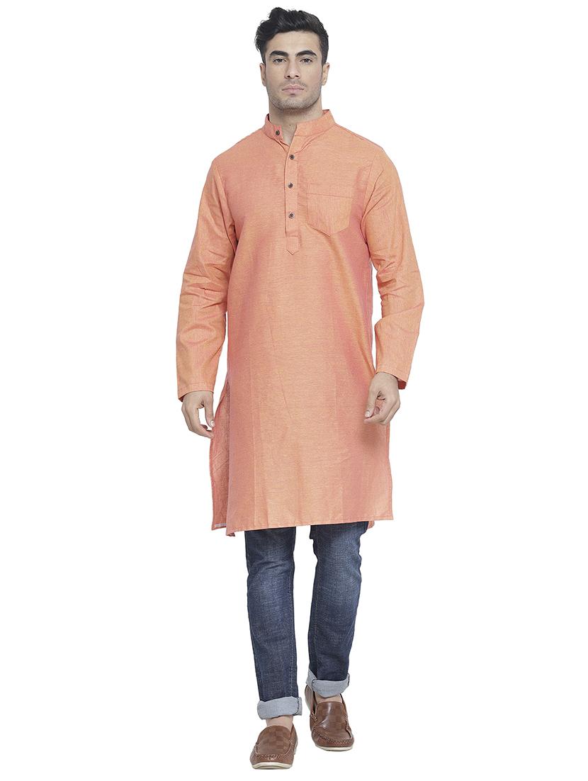 men mandarin neck solid long kurta - 21712112 -  Zoom Image - 0
