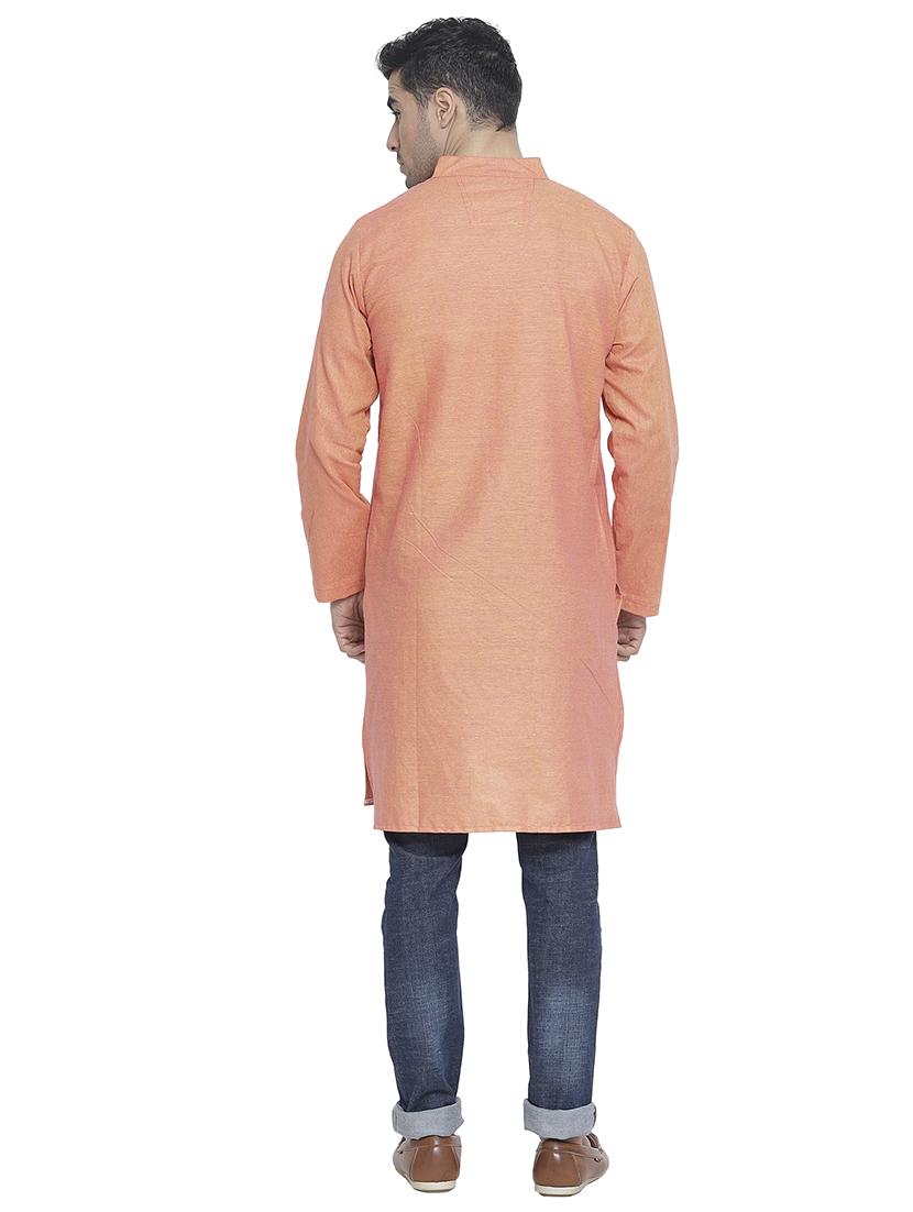 men mandarin neck solid long kurta - 21712112 - Standard Image - 3