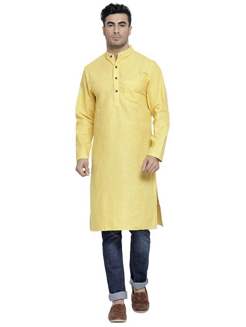 men mandarin neck solid long kurta - 21712116 - Standard Image - 0