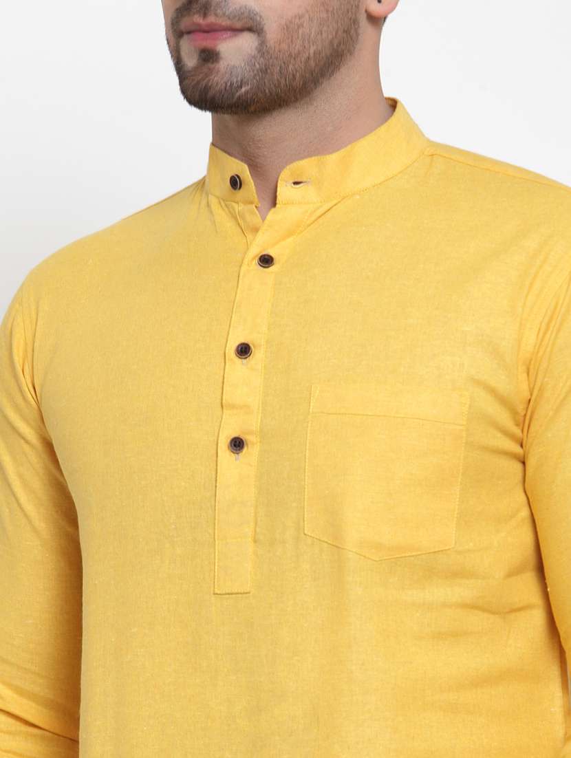 men mandarin neck solid short kurta - 21712117 -  Standard Image - 5