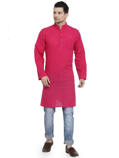 men mandarin neck solid long kurta - 21712124 -  Standard Image - 0