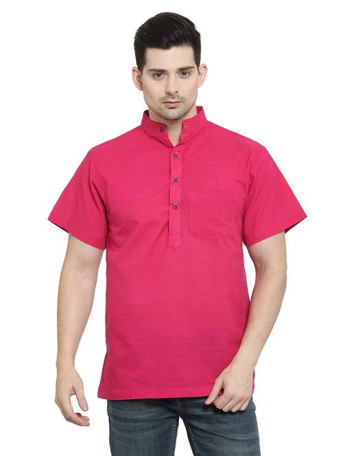 men mandarin neck solid short kurta - 21712125 -  Standard Image - 0