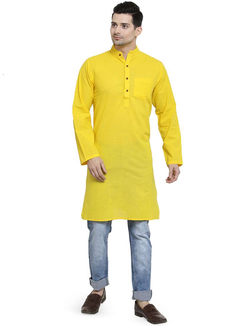 men mandarin neck solid long kurta - 21712128 -  Zoom Image - 0