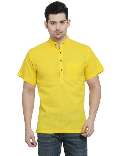 men mandarin neck solid short kurta - 21712129 -  Standard Image - 0