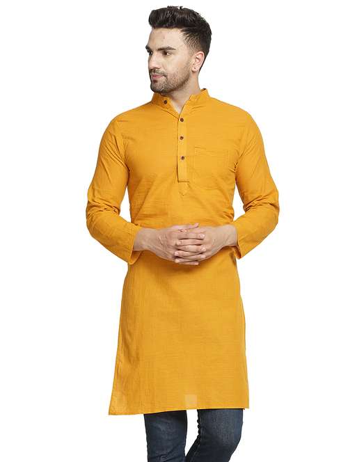 men mandarin neck solid long kurta - 21712132 -  Standard Image - 0