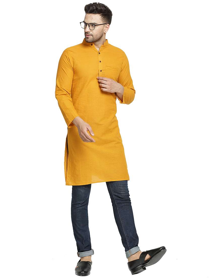 men mandarin neck solid long kurta - 21712132 -  Standard Image - 3