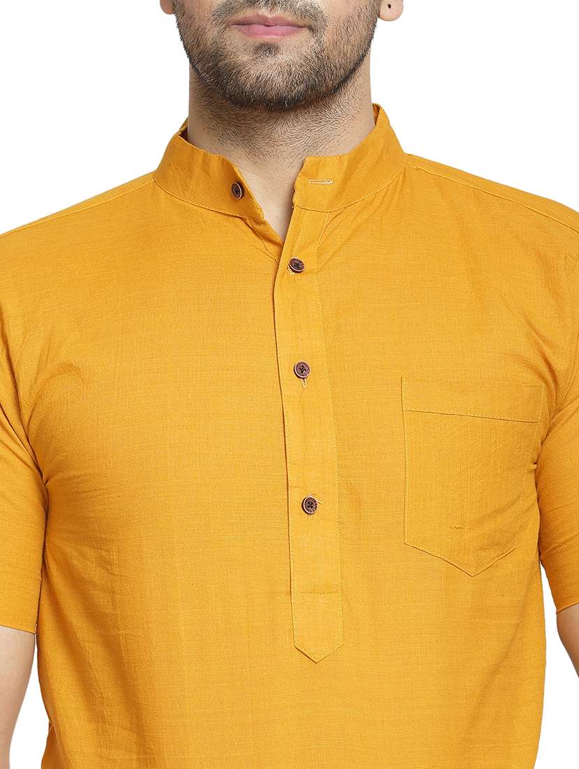 men mandarin neck solid short kurta - 21712133 -  Standard Image - 5