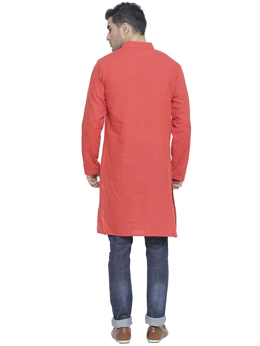 men mandarin neck solid long kurta - 21712136 -  Standard Image - 3