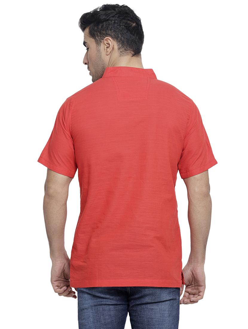men mandarin neck solid short kurta - 21712137 - Standard Image - 3