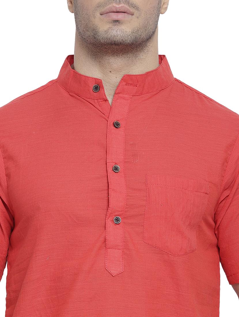 men mandarin neck solid short kurta - 21712137 - Standard Image - 5
