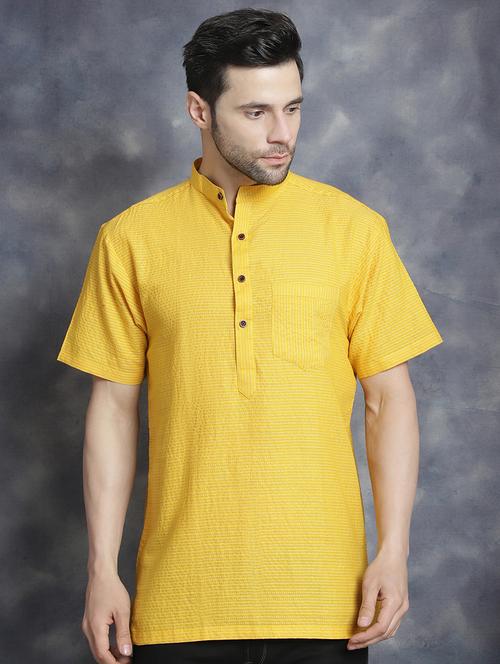 men mandarin neck striped short kurta - 21712155 -  Standard Image - 0