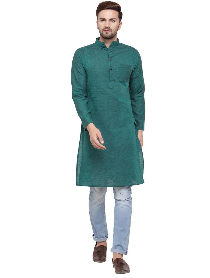 men mandarin neck solid long kurta - 21712162 -  Zoom Image - 0