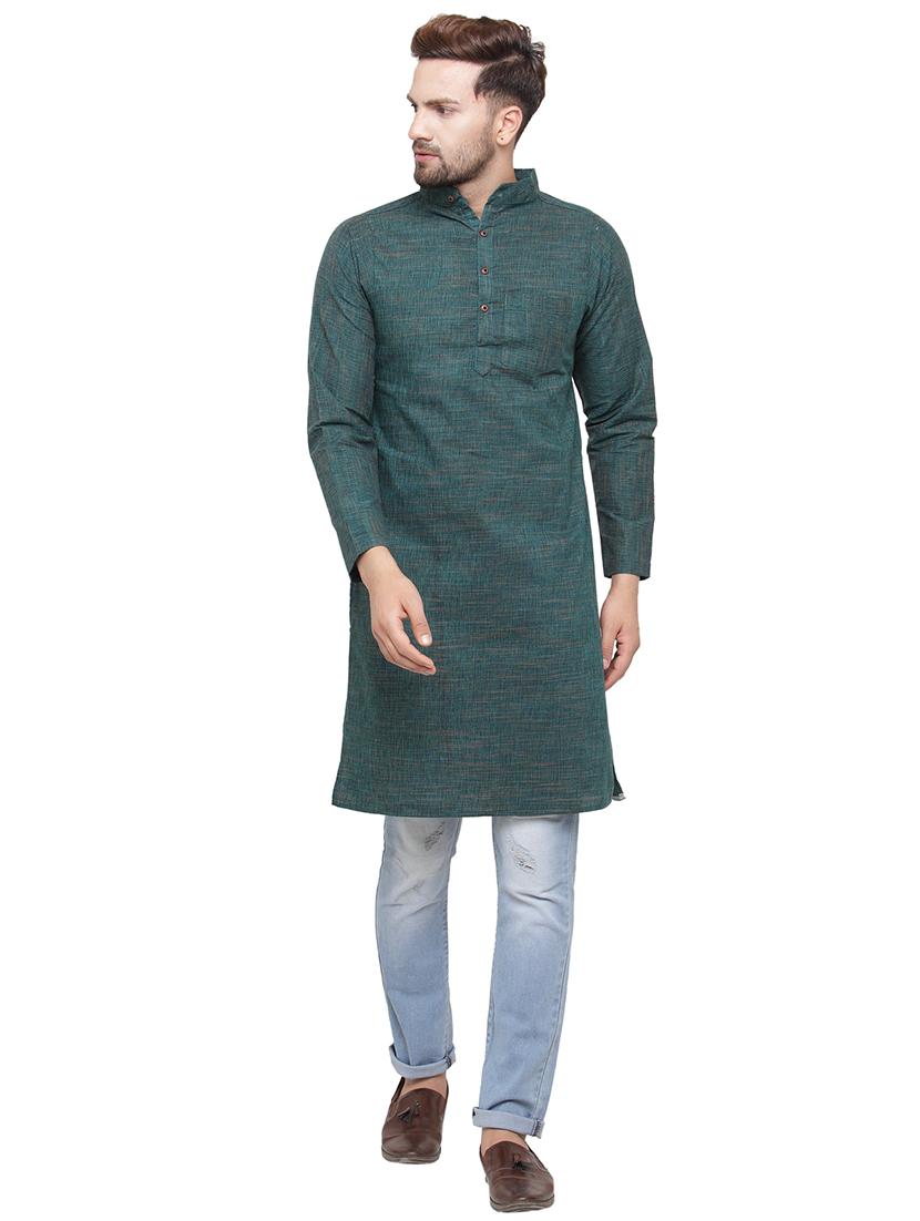 men mandarin neck solid long kurta - 21712164 -  Zoom Image - 0