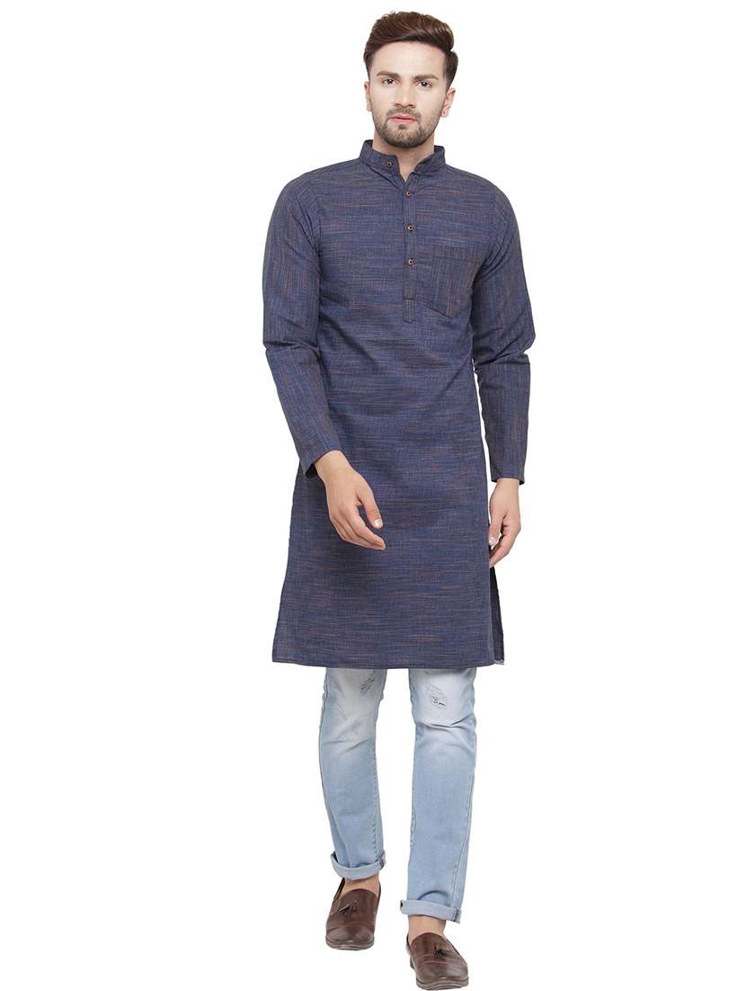 men mandarin neck solid long kurta