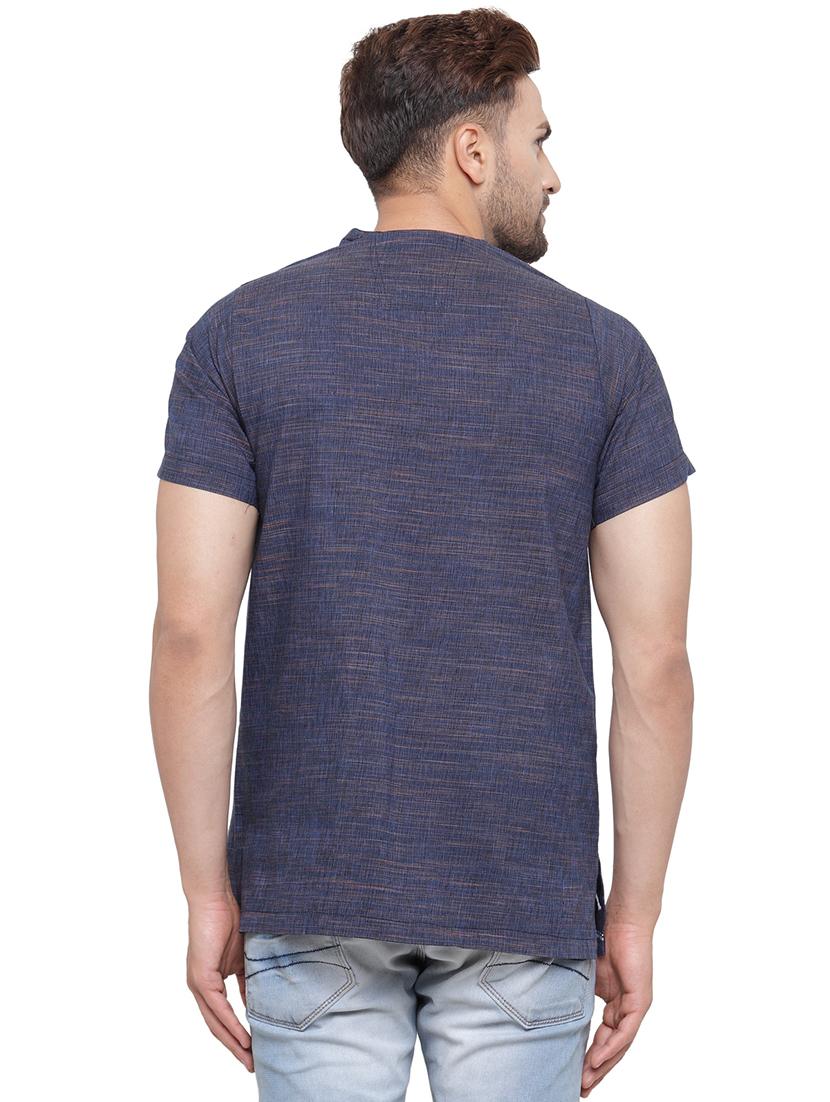 men mandarin neck solid short kurta - 21712167 - Standard Image - 3