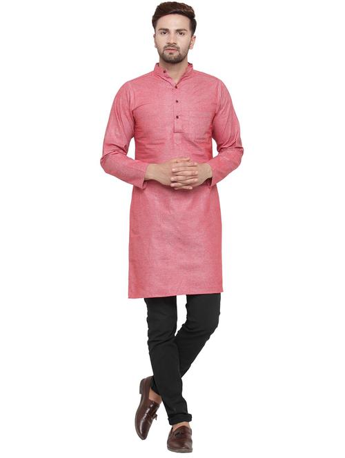 men mandarin neck solid long kurta - 21712172 - Standard Image - 0