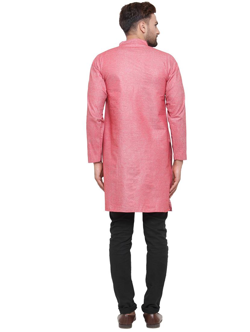 men mandarin neck solid long kurta - 21712172 - Standard Image - 3