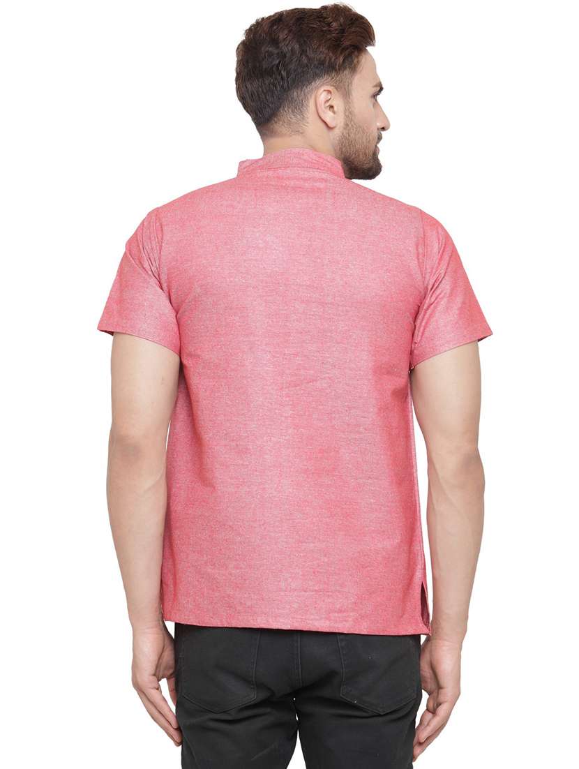 men mandarin neck solid short kurta - 21712173 - Standard Image - 3
