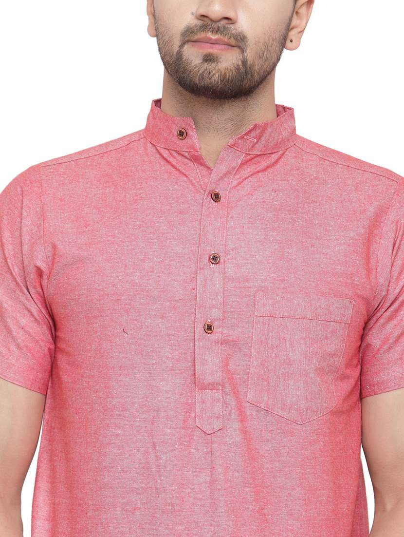 men mandarin neck solid short kurta - 21712173 - Standard Image - 5