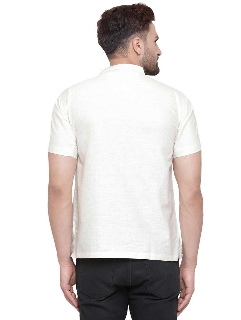 men mandarin neck solid short kurta - 21712177 -  Standard Image - 3