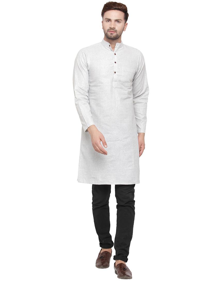 men mandarin neck solid long kurta - 21712180 - Zoom Image - 0