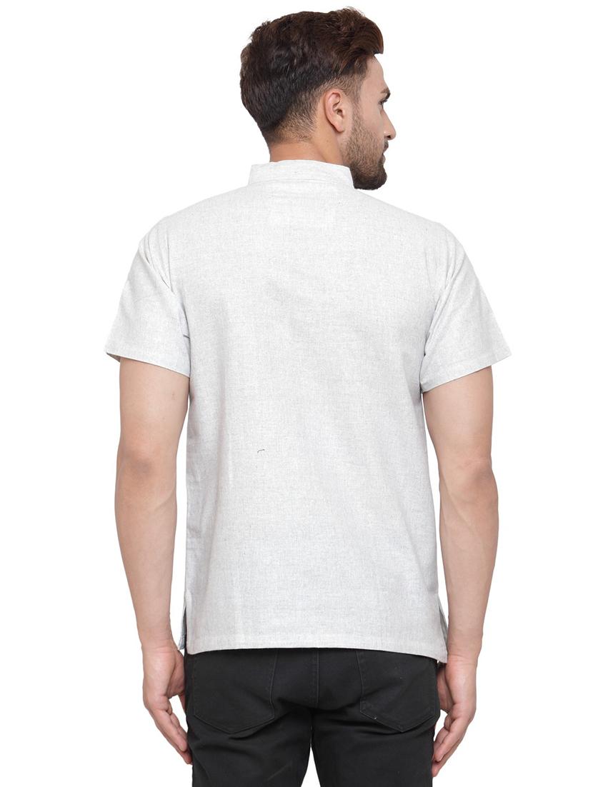 men mandarin neck solid short kurta - 21712181 - Standard Image - 3