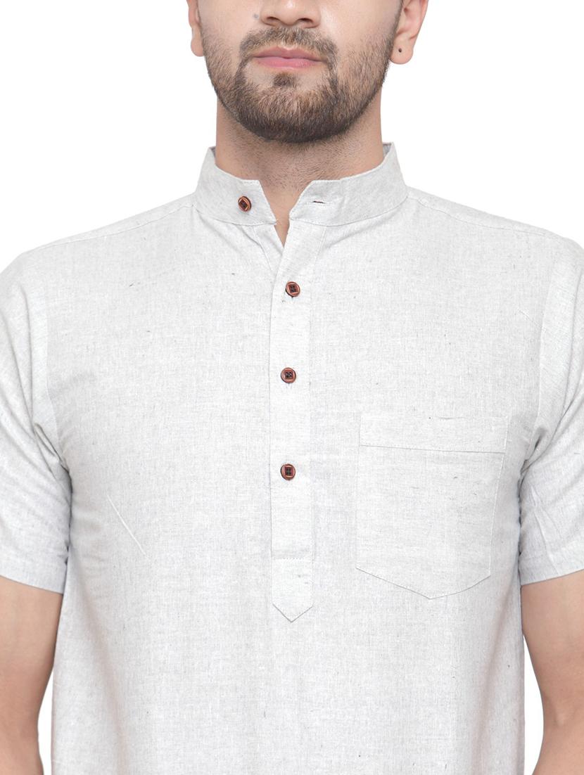 men mandarin neck solid short kurta - 21712181 - Standard Image - 5