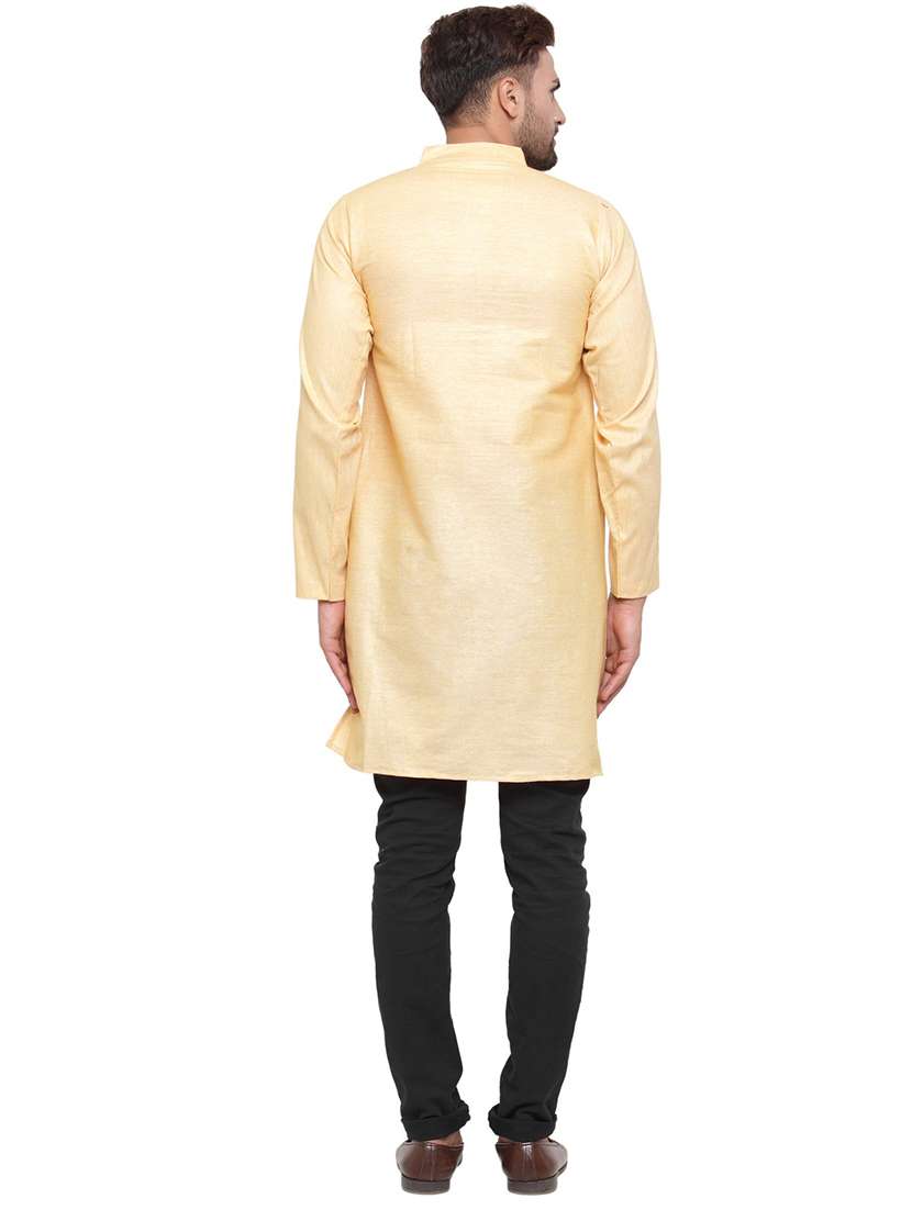 men mandarin neck solid long kurta - 21712183 - Standard Image - 3