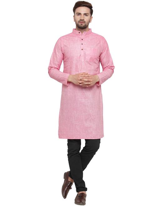 men mandarin neck solid long kurta - 21712186 - Standard Image - 0