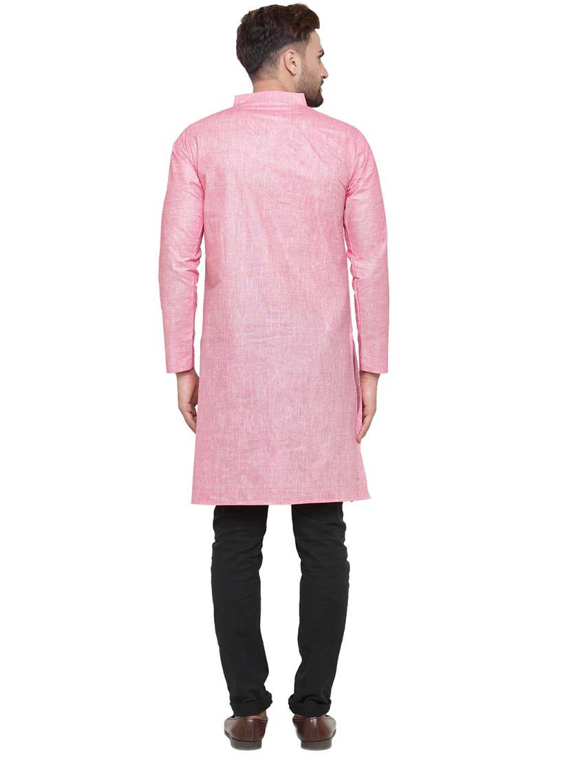 men mandarin neck solid long kurta - 21712186 - Standard Image - 3