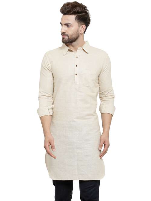 men long sleeves solid pathani kurta - 21712193 - Standard Image - 0
