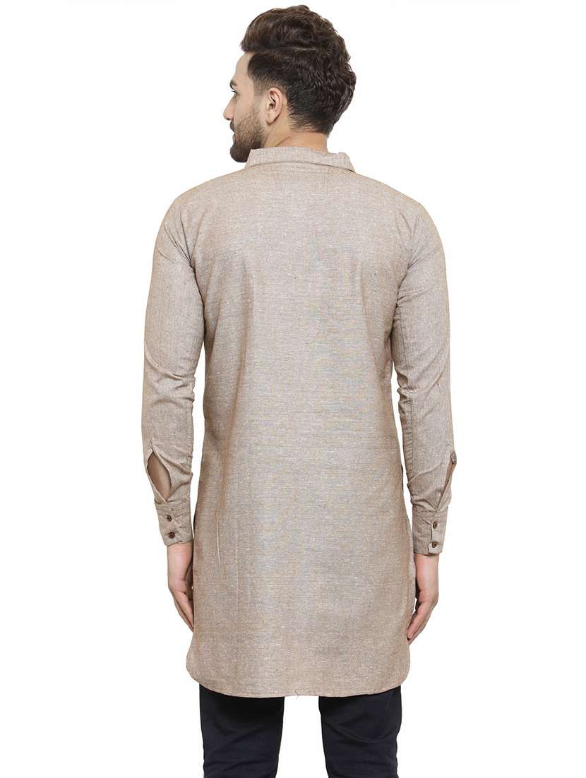 men long sleeves solid pathani kurta - 21712194 - Standard Image - 3