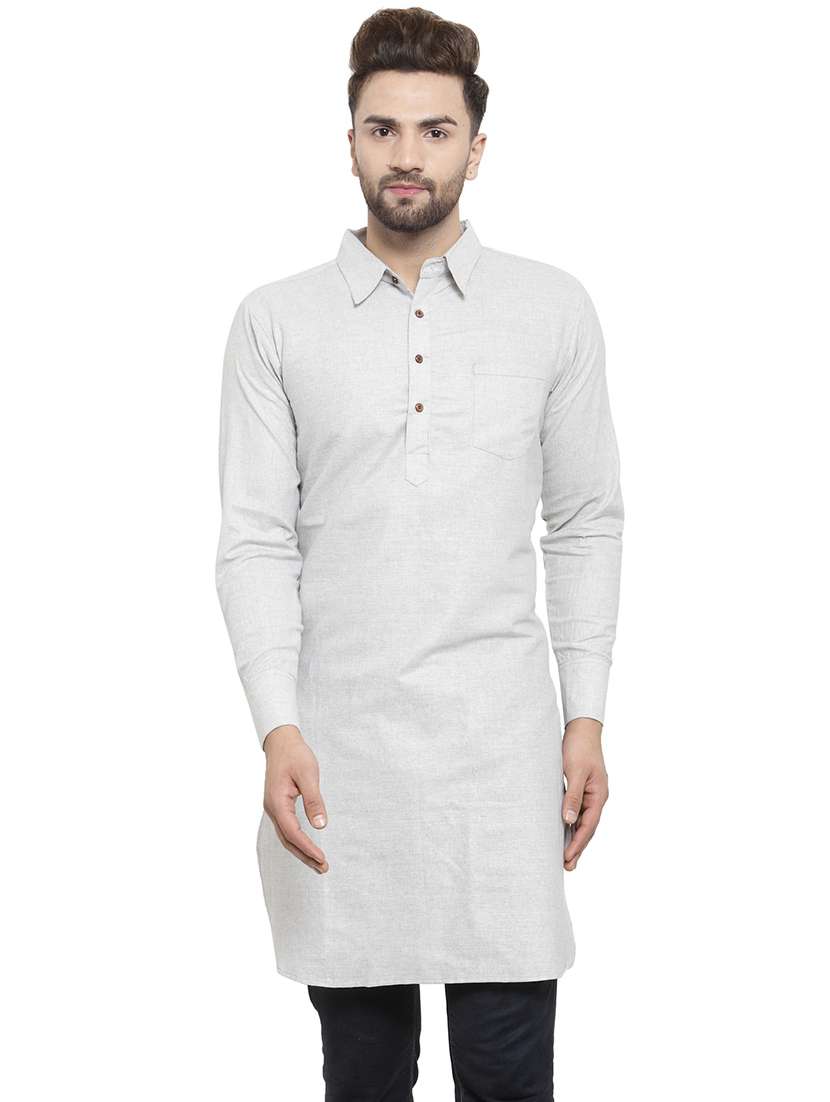 men long sleeves solid pathani kurta